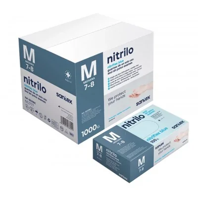 Guante desechable de nitrilo azul uso sanitario Mod. GD20 - 100 uds