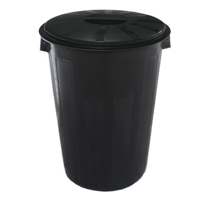 Cubo comunal de PVC negro con tapa 95 L | Ehlis