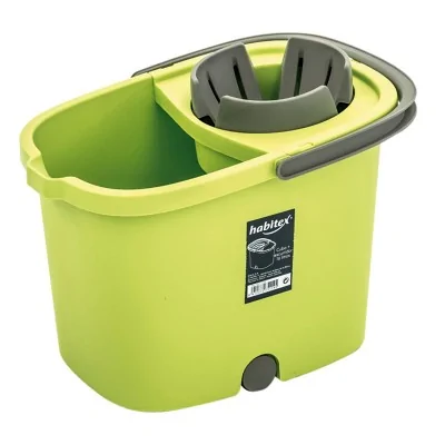 Cubo de fregar verde con escurrefácil 16 L | Habitex