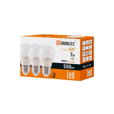 Pack 3 bombillas LED mini globo E27 - 7 W - 3000 K | Duolec