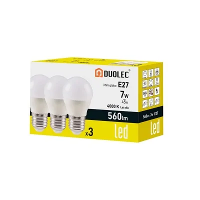 Pack 3 bombillas LED mini globo E27 - 7 W - 4000 K | Duolec