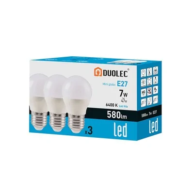 Pack 3 bombillas LED mini globo E27 - 7 W - 6400 K | Duolec