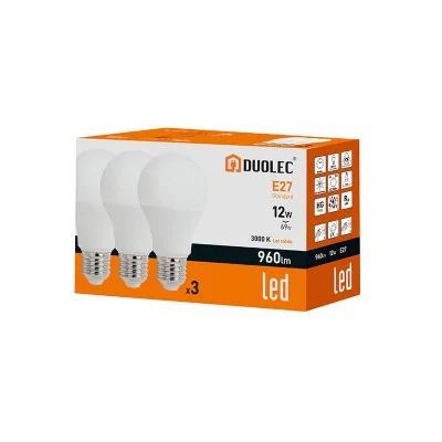Pack 3 bombillas LED estándar E27 - 12 W - 3000 K | Duolec