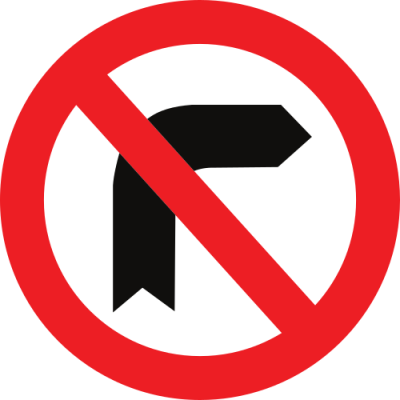 Señal vial galvanizado Prohibido Girar a la Derecha Ø50CM
