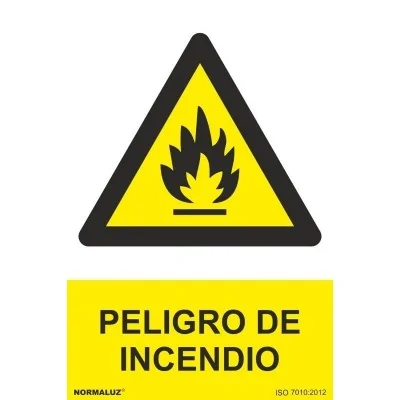 Señal advertencia peligro de incendio