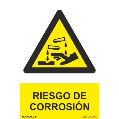 Señal advertencia riesgo de corrosión