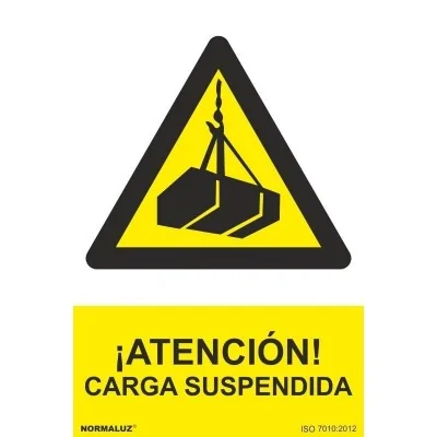 Señal advertencia ¡Atención! carga suspendida