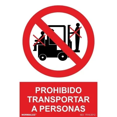 Señal prohibición transportar personas