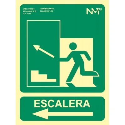 Señal evacuación salida izquierda escalera A