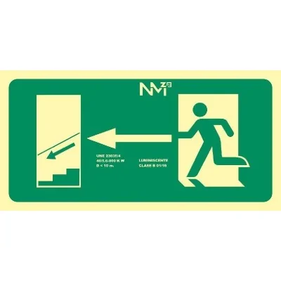 Señal evacuación salida izquierda escalera