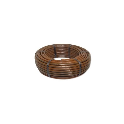 Tubo goteo marrón con goteros incorporados rollo de 16 mm