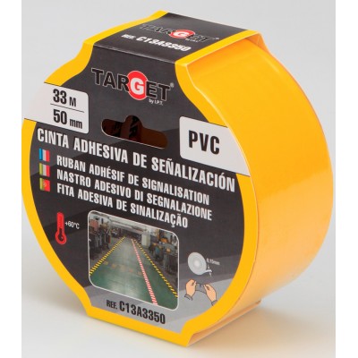 Cinta adhesiva PVC amarilla para suelos 33m x 50mm Target