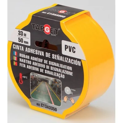 Cinta adhesiva PVC amarilla para suelos 33m x 50mm Target