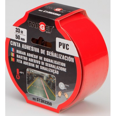 Cinta adhesiva PVC roja para suelos 33m x 50mm Target