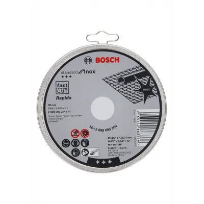 Lata de 10 discos corindon de 115x1MM INOX Eco Bosch