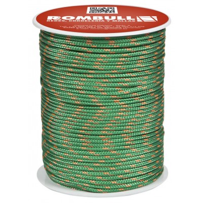 Cordón fantasía poliamida y poliéster verde de 2,5MM rollo 100M Rombull