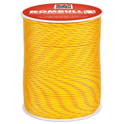 Cordón fantasía poliamida y poliéster amarillo de 2,5MM rollo 100M Rombull
