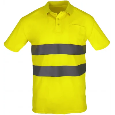 Polo de trabajo manga corta reflectante amarillo con bolsillo - Prima Sport 2